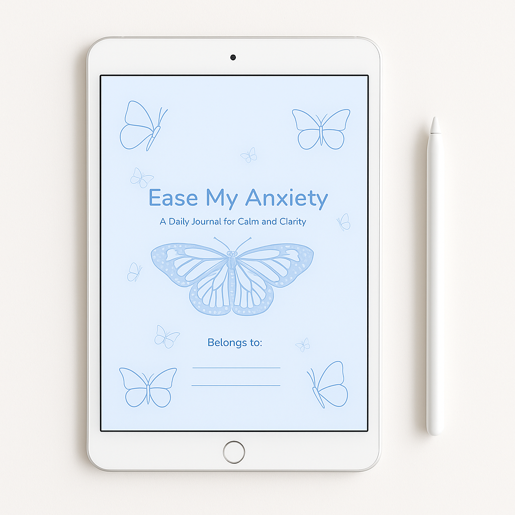 Ease my Anxiety Journal  blue A5 digital