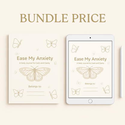 Guided anxiety journal bundle digital and printable version - beige cover