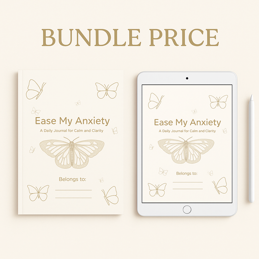 Guided anxiety journal bundle digital and printable version - beige cover