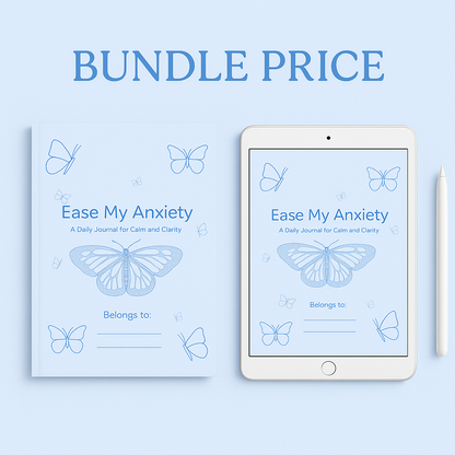 Guided anxiety journal bundle digital and printable version-blue cover