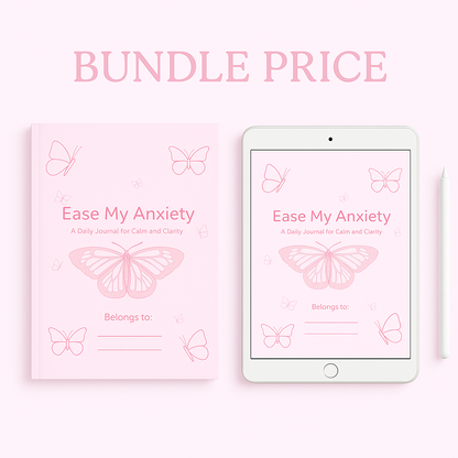 Guided anxiety journal bundle digital and printable version-pink cover
