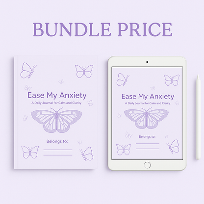 Guided anxiety journal bundle digital and printable version- purple cover
