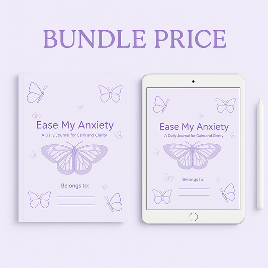 Guided anxiety journal bundle digital and printable version- purple cover
